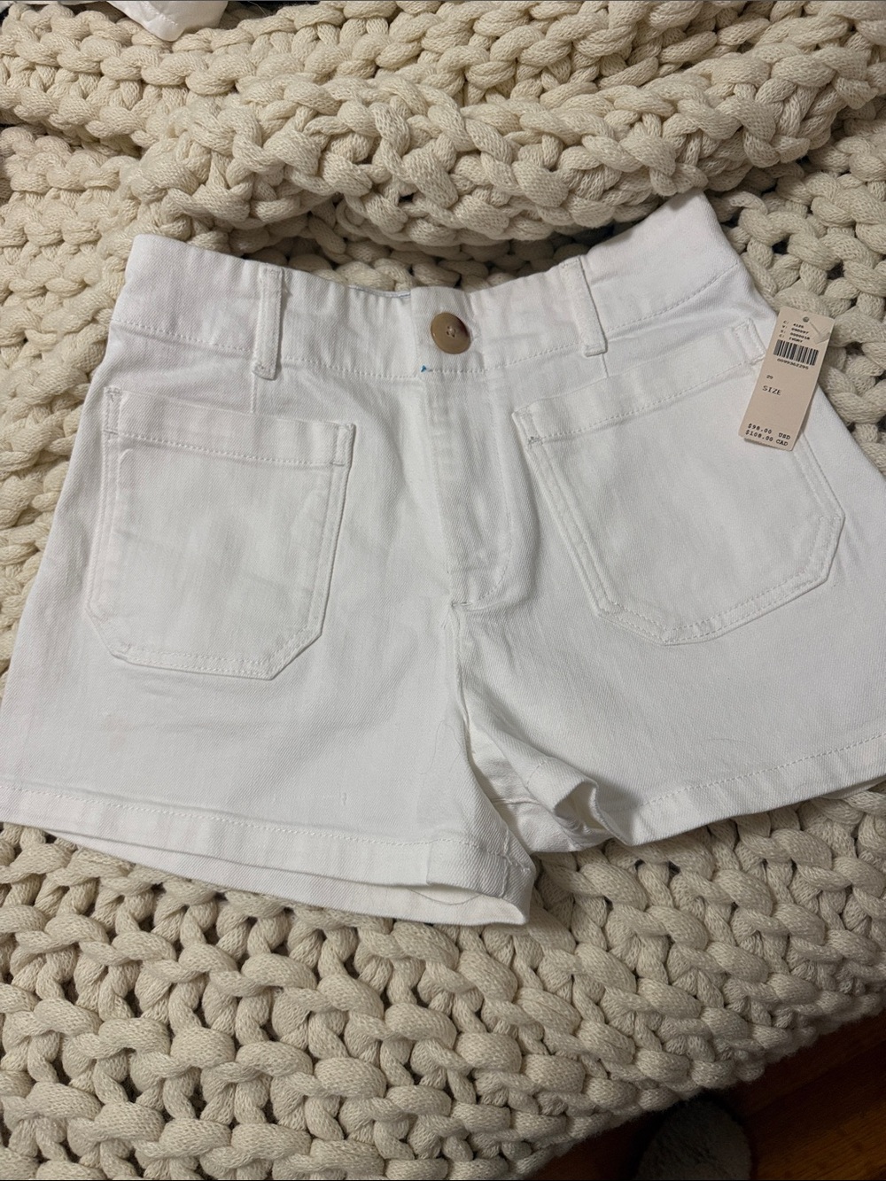 Maeve White Denim Pocket Shorts